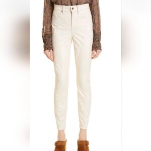 Veronica Beard Off-White Debbie Faux Leather Pants Size 26.  Defect